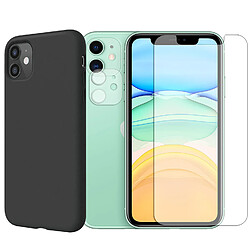 Protection intégrale Verre Trempé pour iPhone 11 + Verre Trempé Caméra Arrière + Coque souple silicone Noire - Visiodirect -