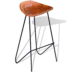 vidaXL Chaises de bar lot de 2 noir et marron cuir véritable