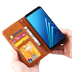 Wewoo Housse Coque Étui en cuir à rabat horizontal avec texture pour peau Galaxy A8 + 2018avec cadre photo et supportemplacements cartes et porte-monnaie Vin rouge pas cher