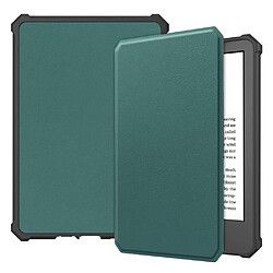 Etui en PU + TPU avec fonction d'éveil/veille automatique pour votre Amazon Kindle Paperwhite 11th Gen (2022) - vert noirâtre