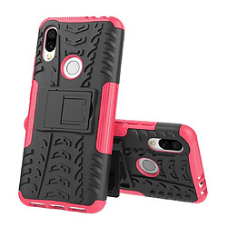 Wewoo Coque Renforcée Pneu Texture TPU + PC Housse de protection antichoc pour Xiaomi Redmi 7 avec support Rose