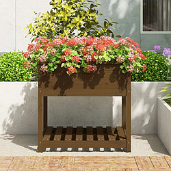 Avis Maison Chic Jardinière,Bac à fleurs - pot de fleur avec étagère Marron miel 82,5x82,5x81 cm Bois de pin -GKD96165