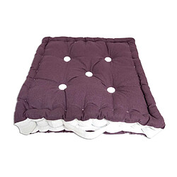 Soleil D'Ocre Coussin tapissier en coton Boudoir - 40 x 40 cm - Violet et blanc