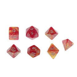 7pcs Polyédriques Dés D4 D6 D8 D10 D12 D20 Pour DnD RPG Jeux Rouge Jaune