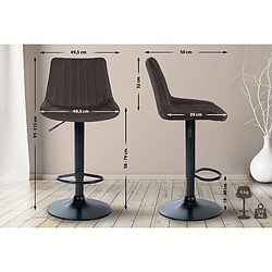 Avis Decoshop26 Lot de 2 tabourets de bar réglable en hauteur pivotant à 360° assise en tissu taupe couture verticale pied métal noir 10_0004437