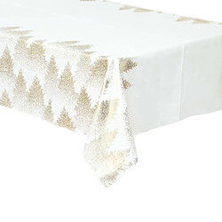 Atmosphera, Createur D'Interieur Nappe de Noël rectangulaire motifs sapins - L. 140 x 240 cm - Blanc et doré