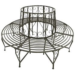 Helloshop26 Banc de jardin meuble de patio d'extérieur terrasse circulaire de jardin 160 x 89 cm acier gris argenté 02_0011118