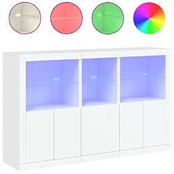 Maison Chic Commode Buffet - Meuble de rangement avec lumières LED blanc 162x37x100 cm -GKD21950