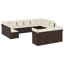 Maison Chic Salon de jardin avec coussins 13 pcs, Ensemble Tables et chaises de jardin, marron résine tressée -GKD415920