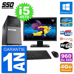 PC Tour Dell 9020 Ecran 19" Intel Core i5-4570 RAM 4Go SSD 960Go Windows 10 Wifi - Occasion