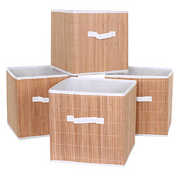 Avis Mendler 4x boîte de rangement pliable HWC-C21, bambou ~ nature