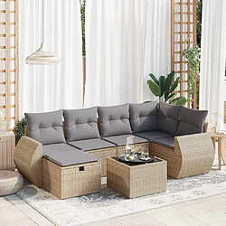 vidaXL Salon de jardin avec coussins 7 pcs beige résine tressée