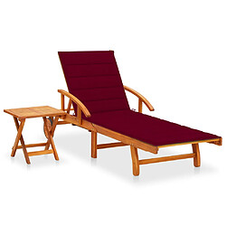 Helloshop26 Transat chaise longue bain de soleil lit de jardin terrasse meuble d'extérieur avec table et coussin bois d'acacia 02_0012614