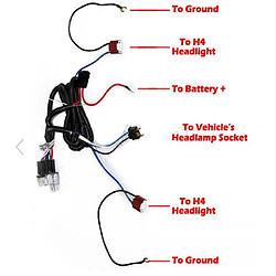 H4 Relay Harness de Headlight Remplacement Universel Prise Socket Kit