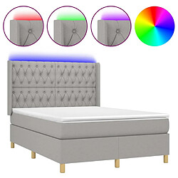 Sommier à lattes et matelas LED,Cadre à lattes de lit pour Adulte Gris clair 140x190 cm Tissu -MN52724