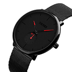 Montre-bracelet en acier inoxydable à robe analogique ultra-mince pour homme minimaliste imperméable