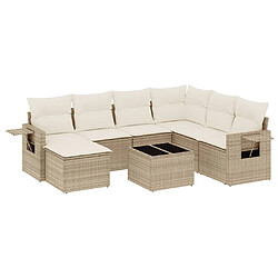 vidaXL Salon de jardin avec coussins 8 pcs beige résine tressée