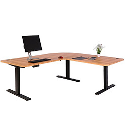 Decoshop26 Bureau d'angle table d'ordinateur réglable en hauteur électriquement 178 x 178 cm HDF couleur chêne pieds acier noir 04_0006020