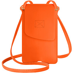 Avizar Pochette Bandoulière Smartphone avec Rangement carte Simili cuir orange