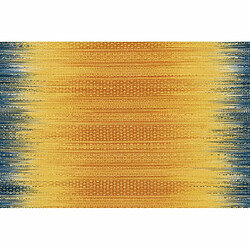 Avis Paris Prix Tapis en Laine Tissé Fait Main Sunset Jaune & Bleu 140 x 200 cm