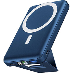 SANAG Batterie Externe Magnétique Sans Fil, 10000Mah Power Bank Pliable Chargeur Portable Mag-Safe Batterie Usb-C Pd 22.5W Charge Rapide Affichage Led Pour Iphone 16/15/14/13/12/Pro/ - Bleu Marine