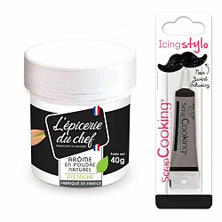 Scrapcooking Arôme alimentaire naturel en poudre de Pistache 40 g + Stylo glaçage noir