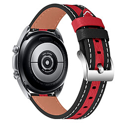 Bracelet en cuir véritable 20mm sangle, épissage de couleur, réglable, noir/rouge pour votre Garmin Vivomove 3/GarminMove 3