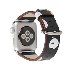 Avis Wewoo Bracelet noir et blanc pour Apple Watch Series 3 & 2 & 1 42mm fond point motif PU en cuir montre-bracelet