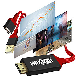 Avis Câble USB Femelle MHL Vers HDMI Mâle + USB Mâle HD 2K Max excell Noir / Rouge