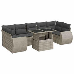 vidaXL Salon de jardin 8 pcs avec coussins gris clair résine tressée