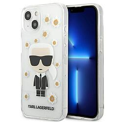 Ozzzo original faceplate coque karl lagerfeld klhcp13shflt pour iphone 13 mini (flower ikonik / transparent)