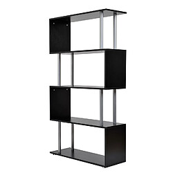 Homcom Bibliothèque étagère design contemporain en S 4 niveaux 80L x 30l x 145H cm coloris noir