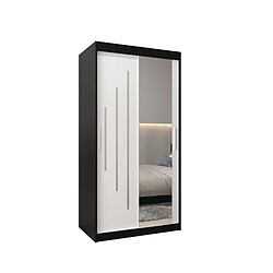 Abiks Meble Armoire YORK 2 À Portes Coulissantes 200/100/62 2 Portes (Noir/Blanc)