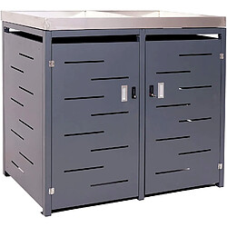 Decoshop26 Abri de poubelles extérieur conteneurs à ordures avec bac à pantes jusqu'à 4 bacs 125x140x102 cm en inox-métal 04_0005612