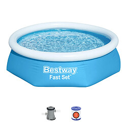 Piscine Gonflable pour Enfants Bestway Fast Set Ø244x61 cm Épurateur à Cartouche 1.249 l/h Bleu