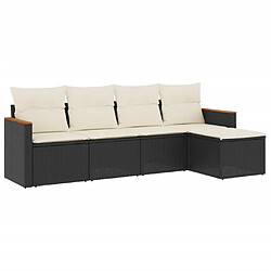 vidaXL Salon de jardin 5 pcs avec coussins noir résine tressée