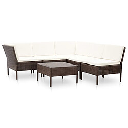 Maison Chic Salon de jardin 6 pcs + coussins - Mobilier/Meubles de jardin - Table et chaises d'extérieur Résine tressée Marron -MN99533