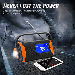 Avis Universal Radios portatives Météo d'urgence Solaire 4000mAh Batterie Alimentation Torche lumineuse Haut-parleur auxiliaire Survie extérieure | Radio