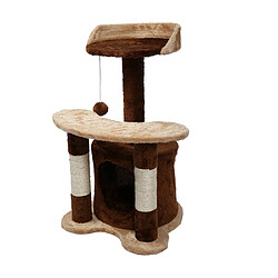 Helloshop26 Arbre à chat hauteur 65 cm avec corde en sisal griffoir jeux marron/ beige 16_0000011