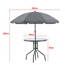 Avis Salon de Jardin Milagro de 4 Places avec Parasol Verre Noir Gris Foncé [en.casa]