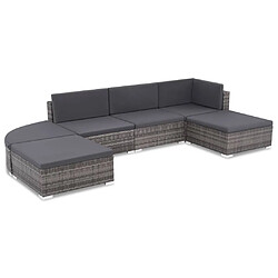 Maison Chic Salon de jardin 6 pcs avec coussins | Ensemble de Table et chaises | Mobilier d'Extérieur résine tressée gris -GKD19301