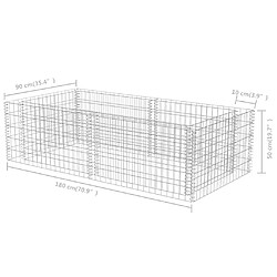 vidaXL Jardinière à gabion Acier galvanisé 180 x 90 x 50 cm pas cher