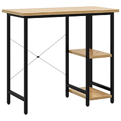 Maison Chic Bureau d'ordinateur solide,Table de travail Noir et chêne clair 80x40x72cm MDF et métal -GKD94998