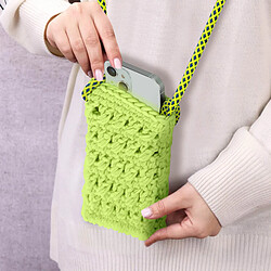 Avis Avizar Sac Bandoulière Téléphone Tricoté Main Motif Fleur Série FlowerWeave Vert Citron