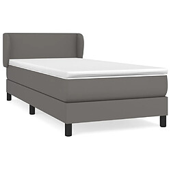 vidaXL Sommier à lattes de lit avec matelas Gris 90x200 cm Similicuir