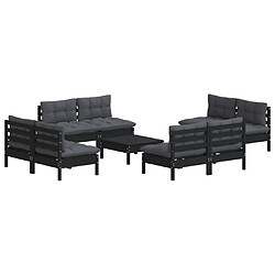 Avis Maison Chic Salon de jardin 9 pcs + coussins - Mobilier/Meubles de jardin - Table et chaises d'extérieur anthracite Bois de pin -MN10241