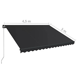 vidaXL Auvent manuel rétractable avec LED 450x300 cm Anthracite pas cher