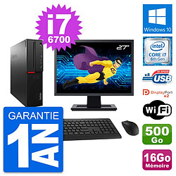 PC Lenovo M800 SFF Ecran 27" Intel i7-6700 RAM 16Go Disque 500Go Windows 10 Wifi - Occasion