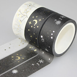 Avis 4 rouleaux décoratifs glitter washi ruban ensemble décoratif diy artisanat feuille d'argent