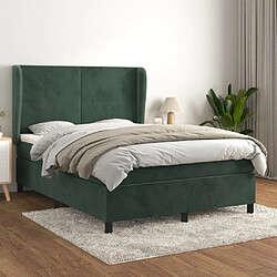 Maison Chic Lit Adulte - Lit simple Lit à sommier tapissier et matelas moelleux - Meuble de Chambre - Vert foncé 140x200cm Velours -MN46248